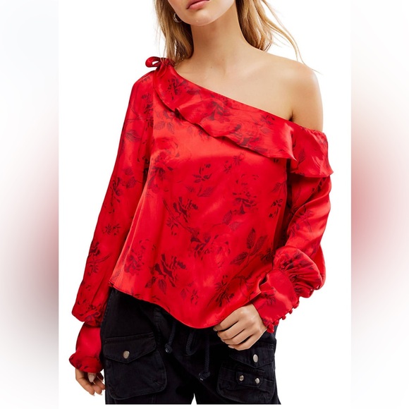 Free People Tops - Free People These Nights Blouse in Red Combo NWT Size small